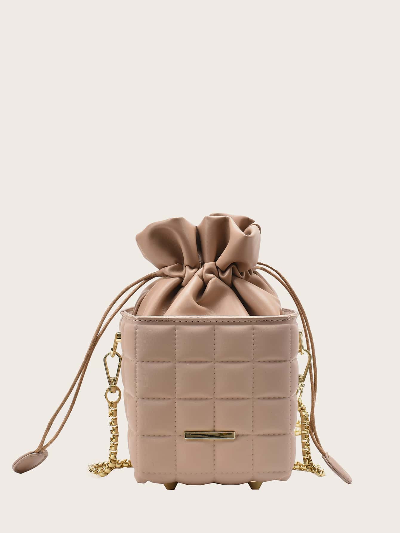 Mini Quilted Drawstring Bucket Bag