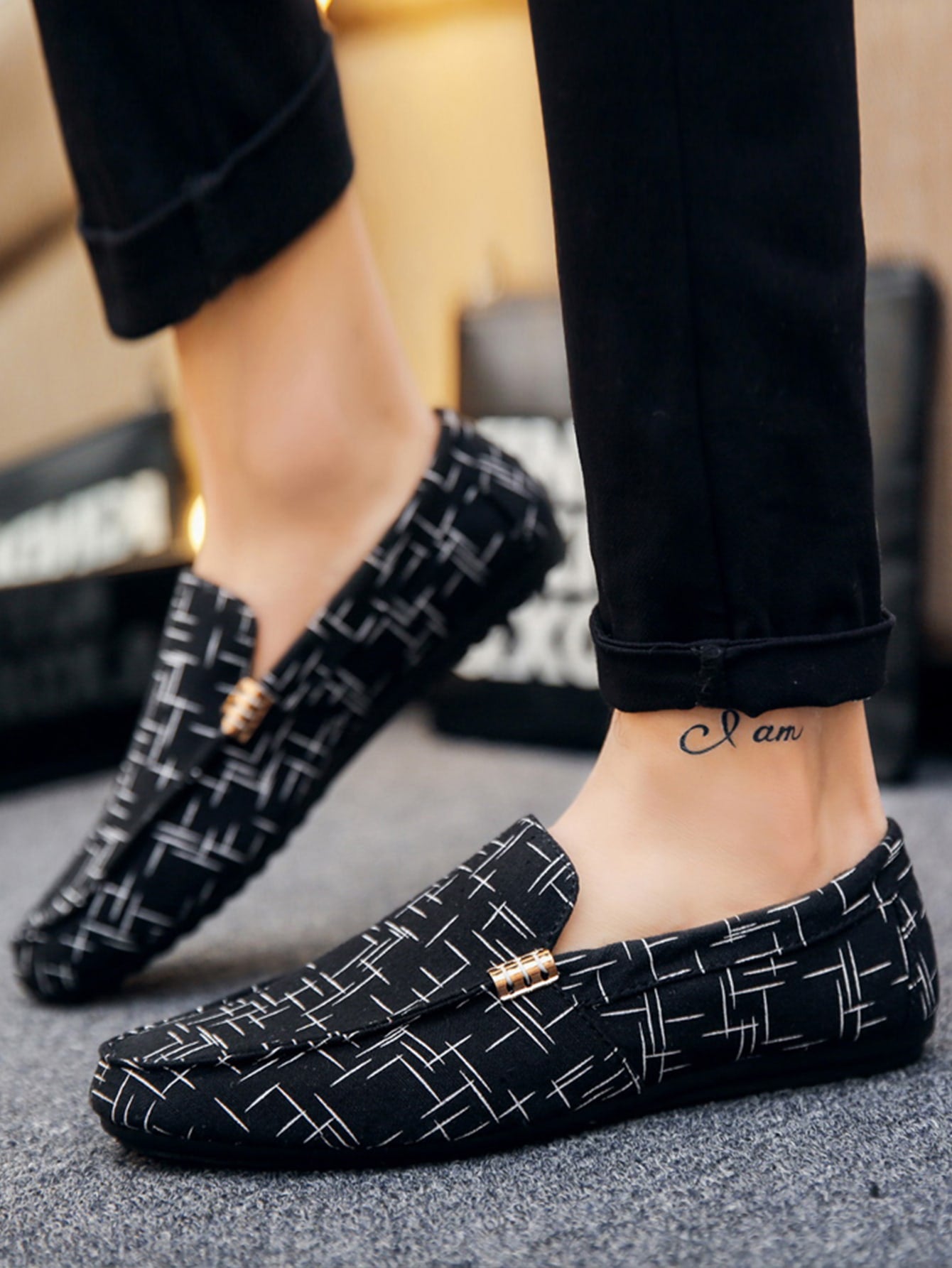 Men Graphic Print Penny Loafers