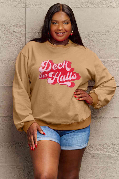 Simply Love Full Size DECK THE HALLS Graphic Sweatshirt