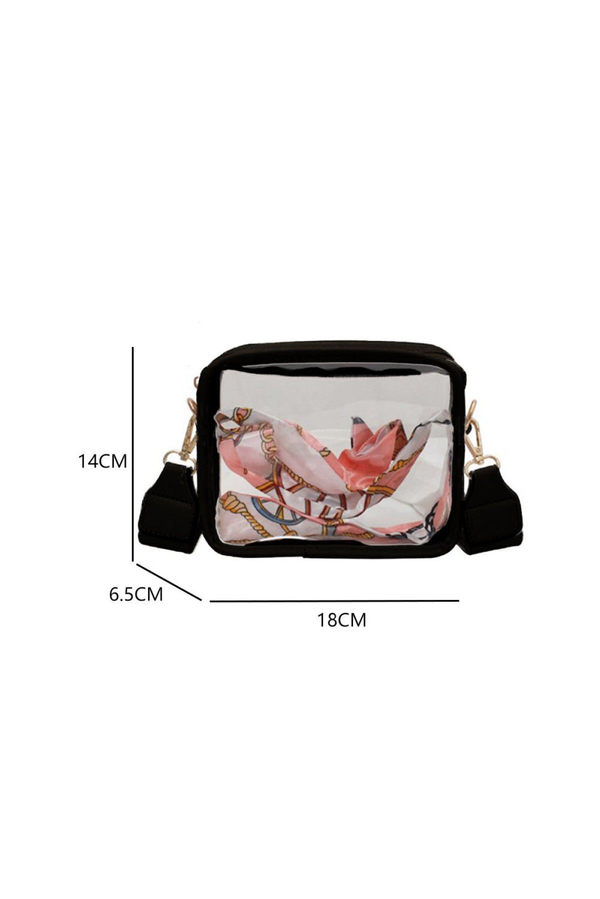 White Clear PVC Leather Strap Crossbody Bag