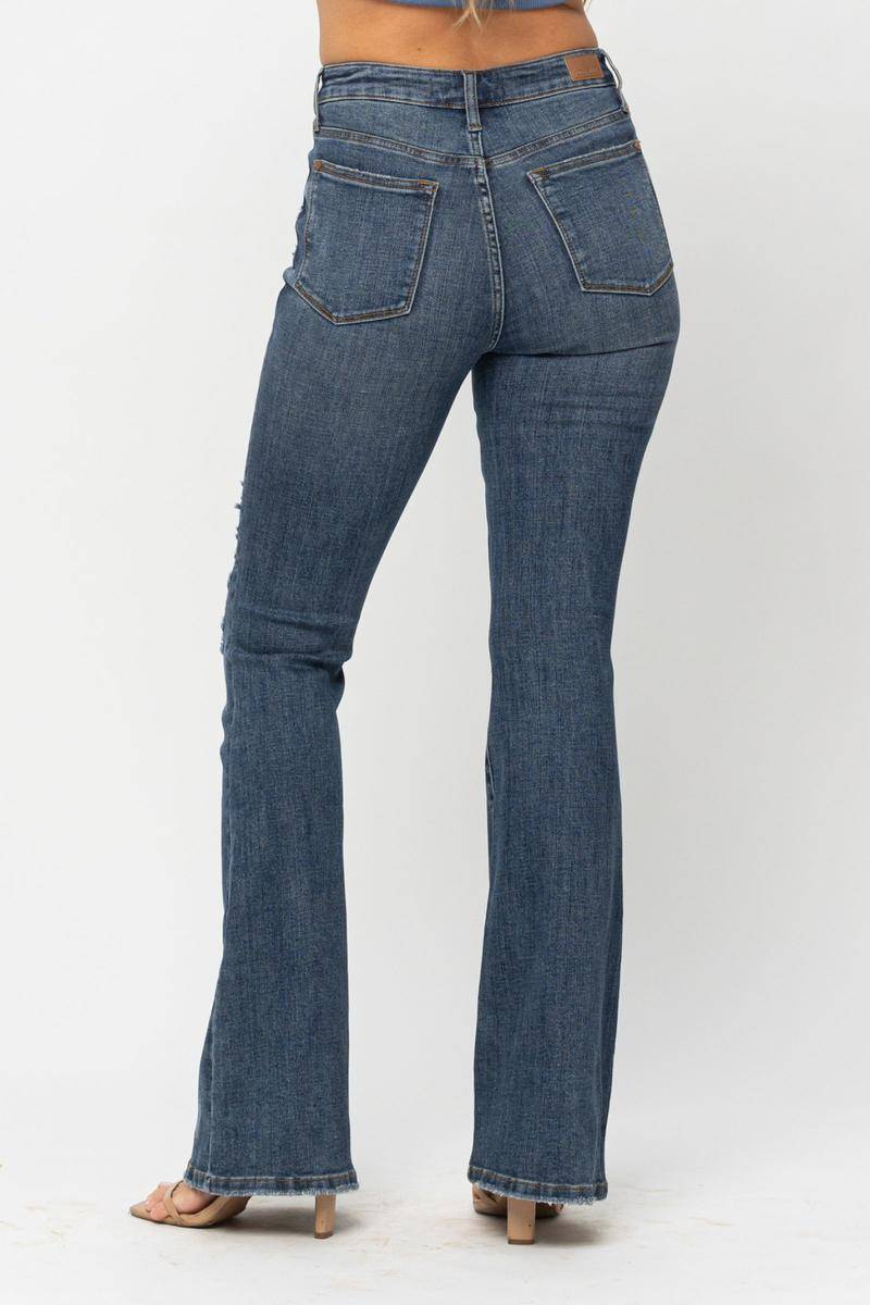 Judy Blue High Waist Tall Knee Destroy Flare Jeans