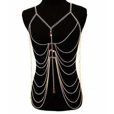 Gold Topaz Bead Body Chain