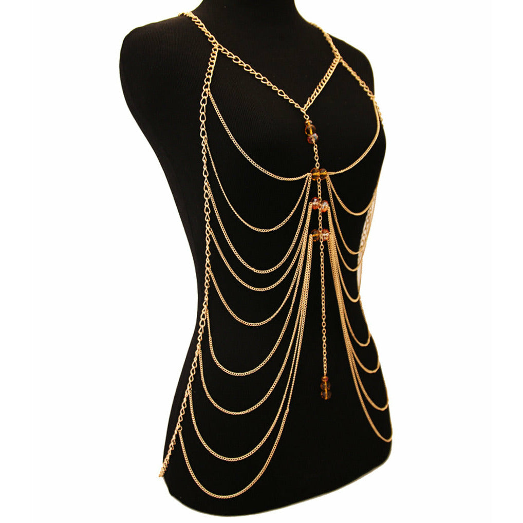 Gold Topaz Bead Body Chain